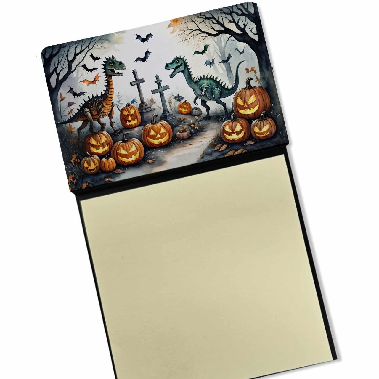 Edge Collections - 3" x 3" - Multicolor - Haunted Pumpkin Halloween Sticky Note Holder with Refillable Dispenser - 1 Piece